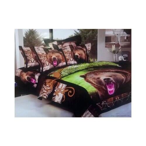 Bear Wolf tiger Cotton 3D Animal Bedding set Cool 100% Cotton oil printing Duvet Cover Set Bed Sheet PillowCase Queen King 4pcs