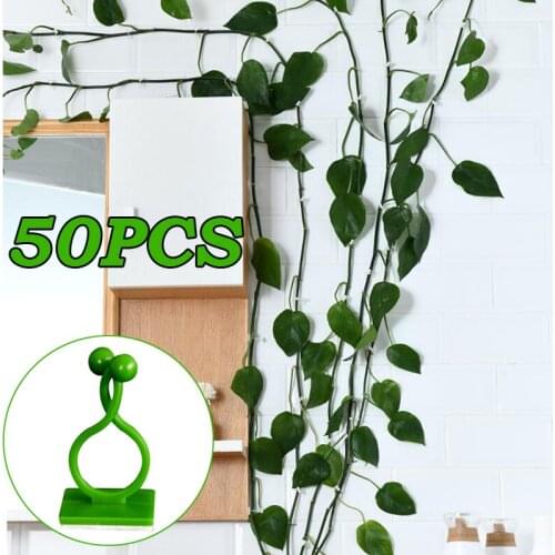 50pcs Plant ClimbingTomato Cage Vine Buckle Hook Wall Self-Adhesive Fastener Tied Fixture Clip Home Office Wire Fixing Hook
