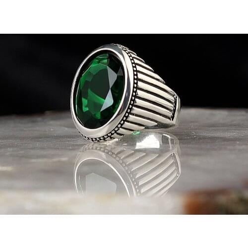 925 Sterling Silver Men Ring ZIRCON STONE