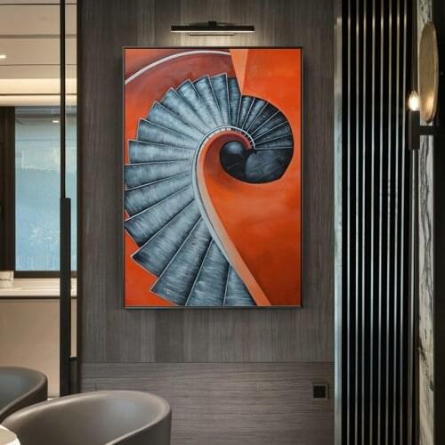 Abstract Fahion Stairs View Canvas Painting Wall Art Swirl Poster And Print For Living Room Aisle Studio Bright Home Decoration