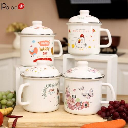 Pa.an Large Mug Enamel Fast Food Bowl Instant Noodle Bowl Cute Cup Plus Size Snack Preserved Fruit Candied Fruit Bottle 98oz