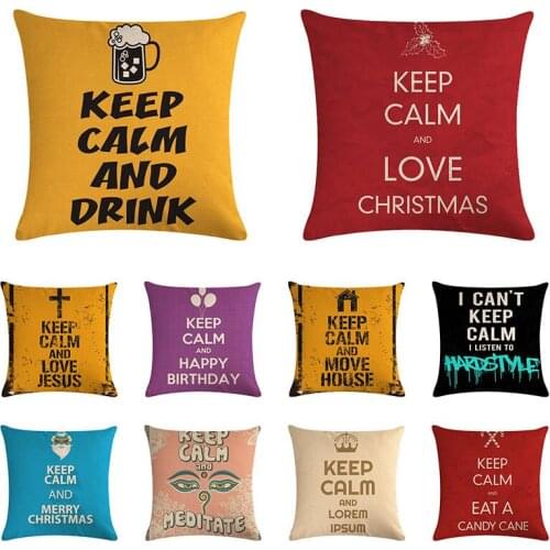 KEEP CALM Cushion Cover Funnt Letter Home Decorative Pillows Cover for Sofa Keep Calm To Certain State Home Decor ZY1035