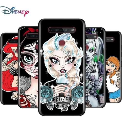 Black Soft Tattoo Cartoon Princess For LG K92 K62 K52 K42 K31 K22 K71 K61 K51S K41S K30 K20 G8 G8S G8X ThinQ Phone Case