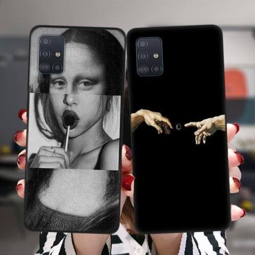 Statue Abstract Art Silicone Black Case For Samsung A52 A72 A51 A71 A50 A70 A02 A12 A42 A32 A31 A21S A41 A20 A30 A40 A11 Cover