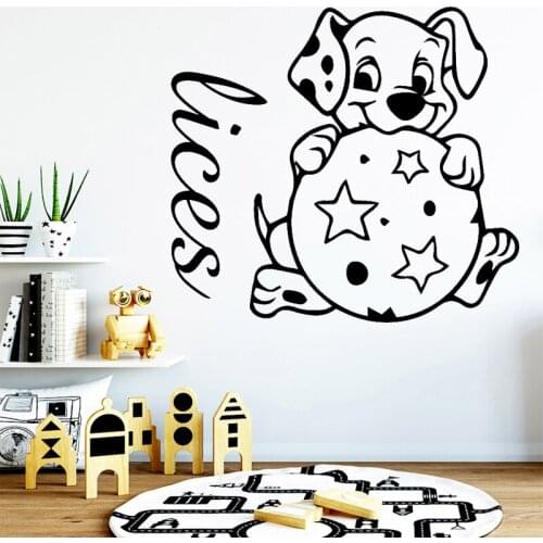 Dalmatians Pug Wall Sticker Custom Any Name Decals Childrens Room Vinyl Decal Boys Girls Bedroom Wall Decoration Art Mural