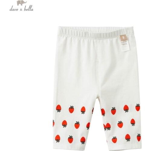 DB17783 dave bella summer baby girls fashion cartoon print pants children calf length kids girl pants infant toddler trousers