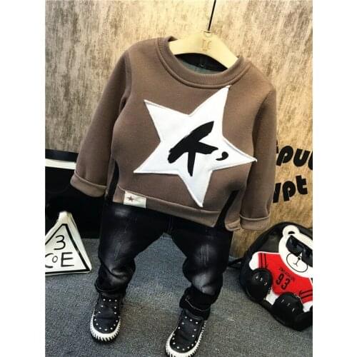 Children Clothing Boys Sets Winter Kids Clothes Baby Boy Clothes Sets Long Sleeve Thick T-shirt + thick jeans Sport Suits