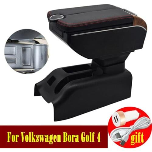 For Volkswagen Bora Golf 4 armrest box Double doors open 7USB Centre Console Storage Box Arm Rest