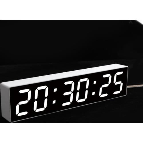 Large Screen Calendar Temperature Display Digital Alarm Clock LCD Big Mirror Snooze Silent Night Light Electronic Desktop Clock