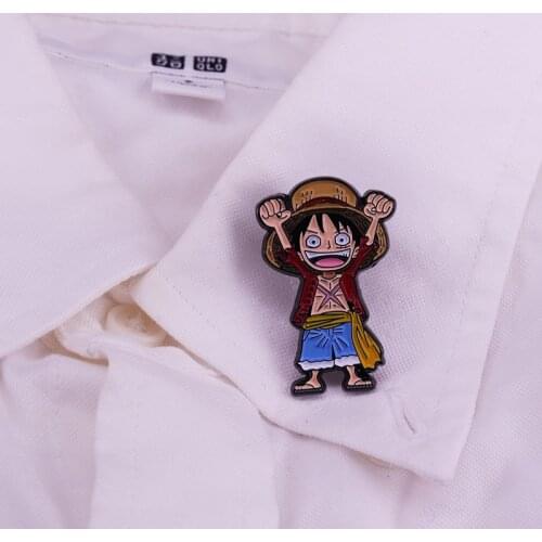 Monkey D Luffy Enamel Pin Japanese Cartoon Brooch Popular Anime Cosplay Game Role Badge