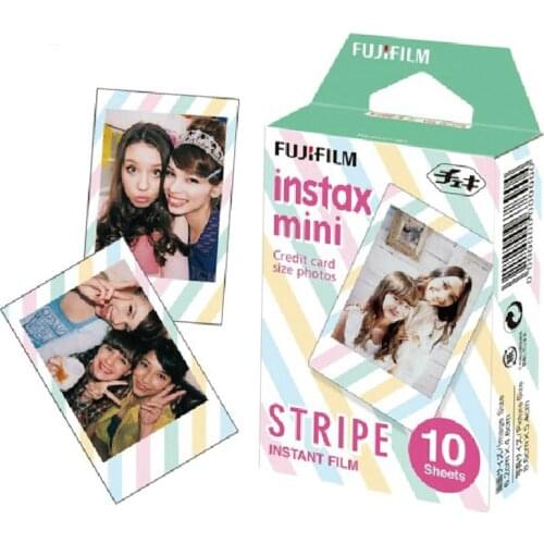 Fujifilm Instax Mini Film Stripe 10 Sheets Photo Paper For Instant Mini 8 9 11 70 90 Camera SP-1 SP-2 LINK Printer