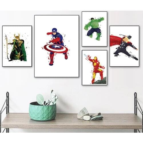 Graffiti Art Canvas Paintings Marvel Iron Man Superhero Spiderman Comics Posters and Prints Wall Pictures for Living Home Decor