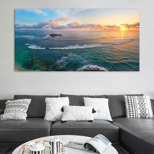 Hot Selling Sea Waves Canvas Painting Sunrise Natural Landscape Poster Home Living Room Wall Decoration Painting Dropshipping