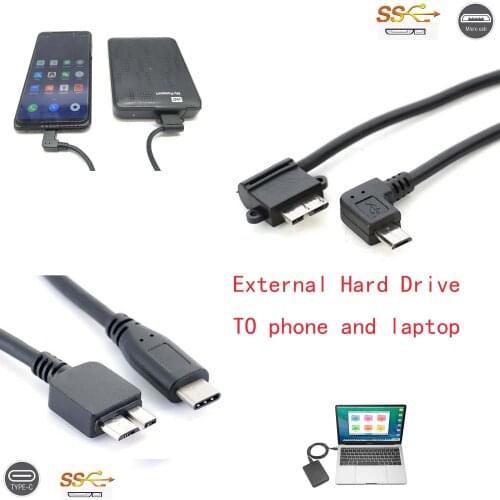 Type C USB-C & Micro usb 2.0 to USB 3.0 Micro B Cable Connector phone to External Hard Drive for PORTABLE 2.5 3.5 HDD
