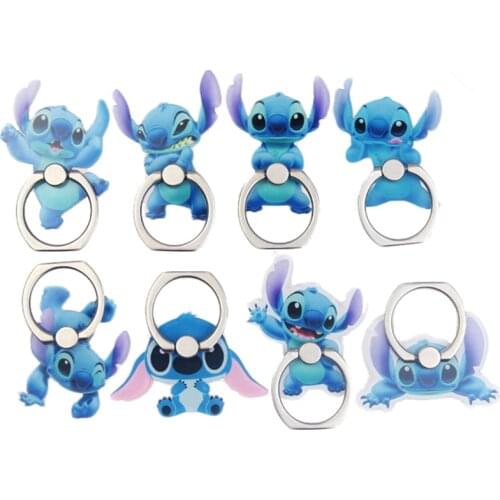 Lilo and Stitch Finger Ring Mobile Phone Holder Rotatable Stand Grip Cute Kawaii Anime Cartoon Phone Back Sticker Pad Bracket