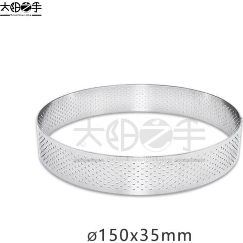 150x35mm Round Perforated Tart Ring 304 Stainless Steel Tart Ring Tartlet Mold Make Round Fruit Pie Egg Tart