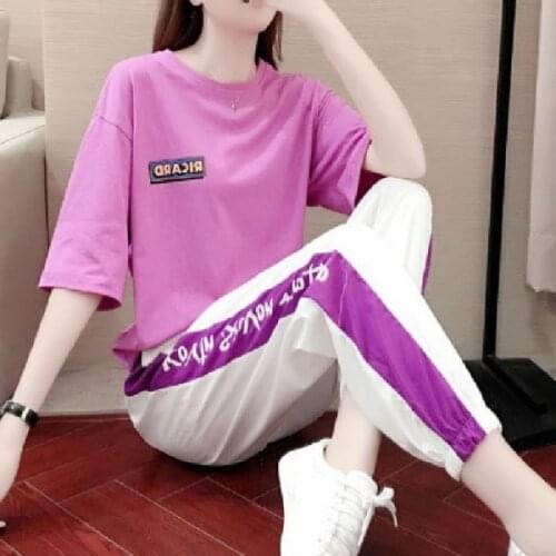 Short-Sleeved Trousers Sports Suit Female 2021 Spring Summer Korean Loose Casual Two-piece Ladies Sportswear Women Clothing