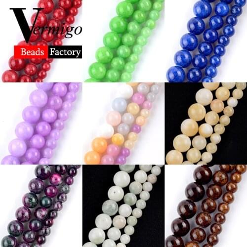 Natural Multicolor Red Green Jades Stone Round Spacer Beads For Jewelry Making 4mm-12mm Loose Beads DIY Necklace Bracelet 15"