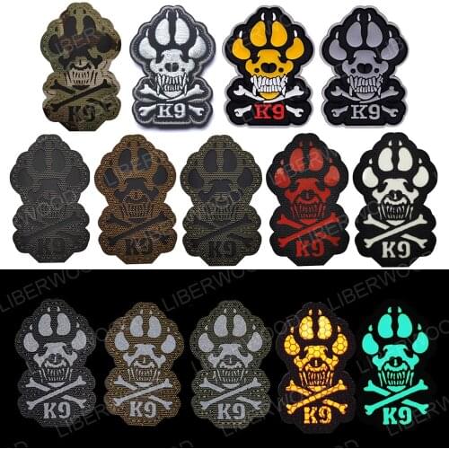 LIBERWOOD K9 K-9 Service Dog Patch Multicam Infrared IR Reflective Military Tactical PVC Rubber Badge Glow in the Dark Applique