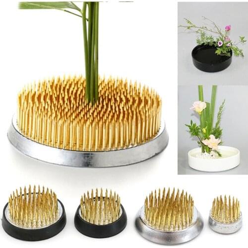 Fashion Flower Arrangement Insert Base Round Ikebana Kenzan Flower Frog With Gasket Art Fixed Arranging Tool