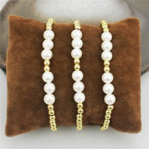 15pcs/lot Fashion bracelet, cute synthetic pearl with copper beads bracelet,handmade bracelet wholesale