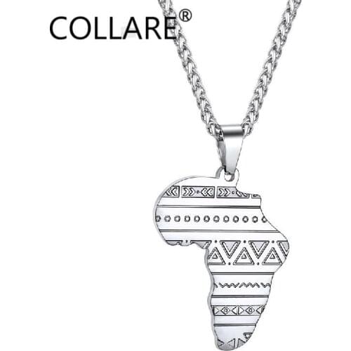 Collare African Map Pendant Men 316L Stainless Steel Hippie Jewelry Wholesale Rose Gold/Gold Color Africa Necklace Women P094