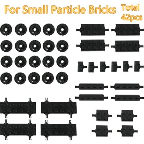 42PIECES Mini Wheel Axles Pack Car Tires 5 Models Building Blocks Accessories Enlighten Toys For Kids Assemble Small Build Parts