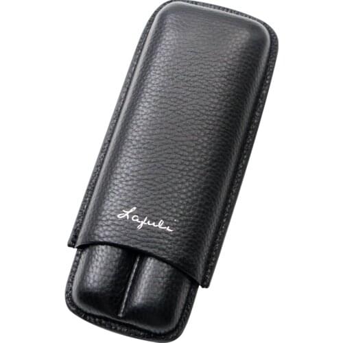 Genuine Leather Classic Style 2 Tube Cigar Cigarette Travel Holder Humidor Case Box W/Gift Box For COHIBA Tobacco Smoking Tool