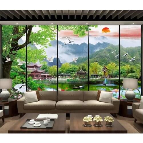 Custom photo wallpaper for walls 3 d murals wallpaper HD woods landscape painting lake light landscape background wall decor