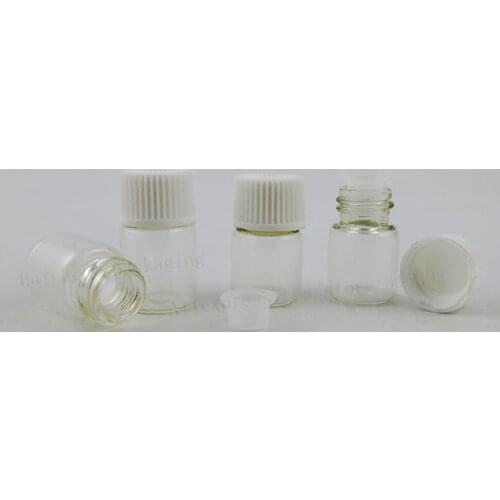 500 x 2ml empty Clear screw neck glass bottle with plastic lids glass sample vial Small Glass Essential Oil Perfume Bottle