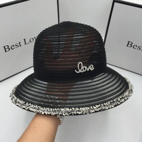 Spring and summer French organza fisherman hat basin straw buckst hat for women