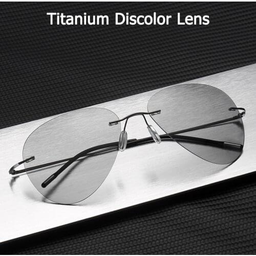 JackJad Ultralight Titanium Polarized Discolor Lens Sunglasses Rimless Square Pilot Style Brand Design Sun Glasses Oculos De Sol