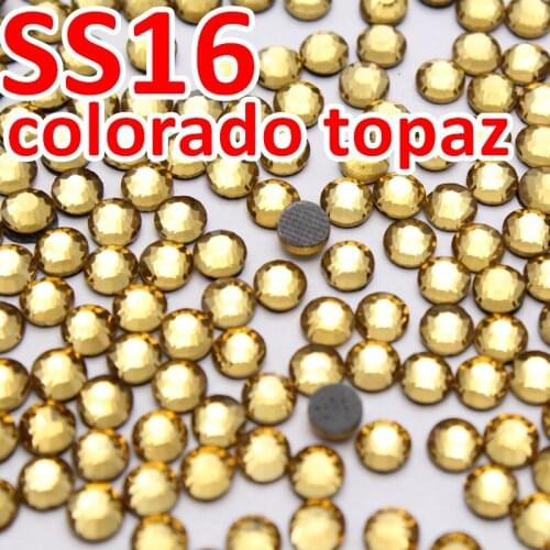 SS16 3.8-4.0mm,1440pcs/Bag A+DMC Hotfix Rhinestone,ss16,Color lt.colorado topaz Hot Fix Stones WIth Glue on Back