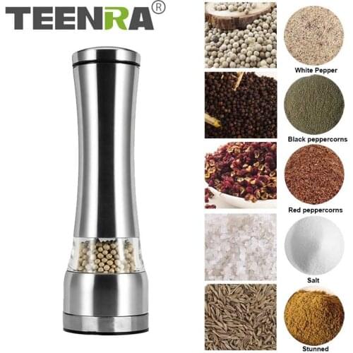 TEENRA 1Pcs Manual Stainless Salt Pepper Mill Grinder Spice Sauce Grinders For Kitchen Accessaries Original