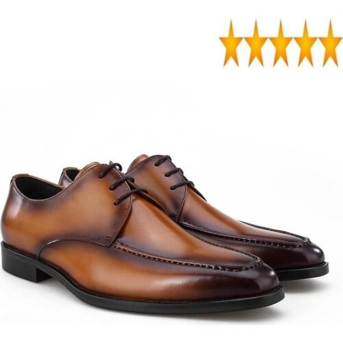 Formal Men High Business Quality Leather Lace Up Breathable Dress Shoes Handmade Classic Male Wedding Footwear Black 38-44