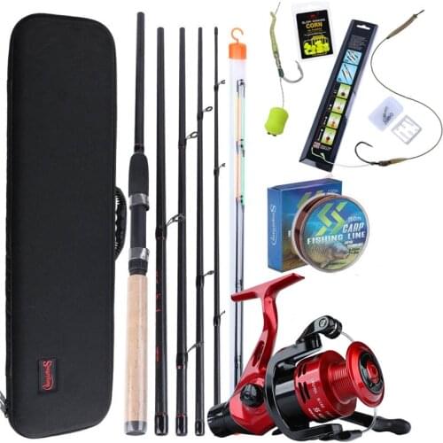 Sougayilang 3.0m Carp Fishing Rod Combo 6 Sections Feeder Rod and Carp Fishing Reel with Line Lure Hook Carrier Bag Full Kits