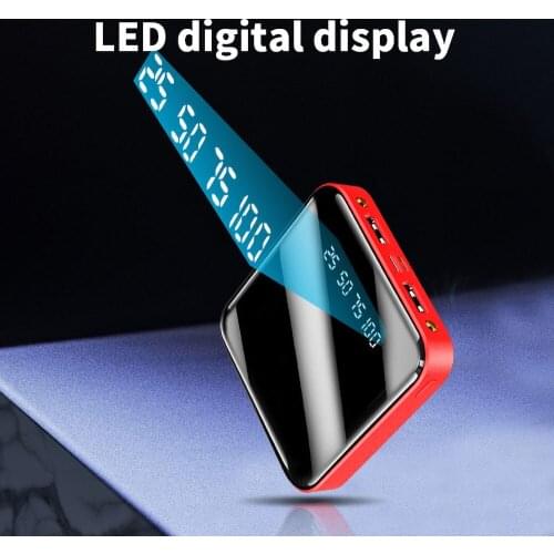Mini Portable Power Bank LCD Digital Display Mirror 20000 MAh Large Capacity Power Bank For Xiaomi Huawei Vivo Mobile Phones