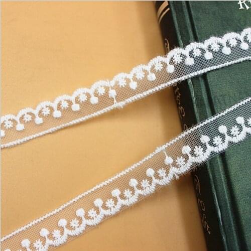 YACKALASI 14 Yds Cotton Embroidered Lace Flower Appliqued Decoration Vintage Dot Floral Trims 1.1cm