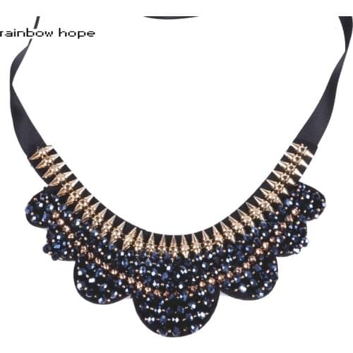 Ethnic Pattern Beadwork Statement choker Necklace Handmade Embroidery Beads Collar Necklaces trendy Jewelry Collier For Women