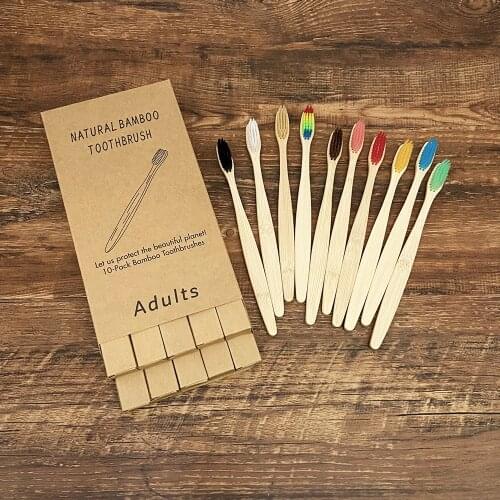 10PCS Individual Package Natural Bamboo Toothbrush Set Soft Bristle Charcoal Teeth Whitening Bamboo Toothbrushes Oral Care