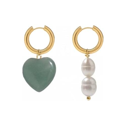 2021 Gothic Irregular Punk Geometric Minimalist Jewelry gemstones natural stone jade rose quartz heart earring women Wedding