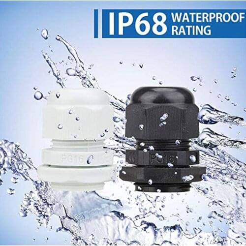 30 Piece Nylon Plastic Waterproof Adjustable 3.5-13mm Cable Glands Joints Cable Gland - PG7 PG9 PG11 PG13.5 PG16