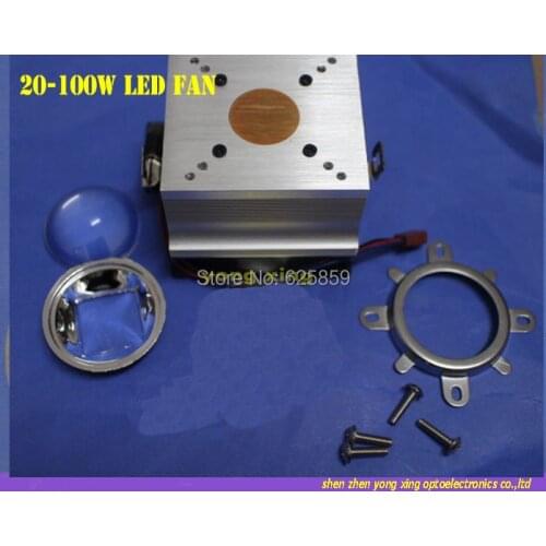 44mm Lens 90-120degree+20-100W LED Aluminium Heat Sink Cooling Fan+ Reflector Bracket