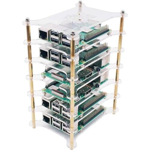 6-Layers Acrylic Bone Plate Stack Clear Case Box Enclosure for Raspberry Pi 4B/3B+/3B/2B/B+(Without Raspberry Pi)