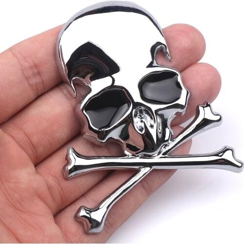 7.2x6CM 3D Metal Skull Skeleton Crossbones Car Motorcycle Sticker Truck Label Emblem Badge Car Styling Decoration Accessories