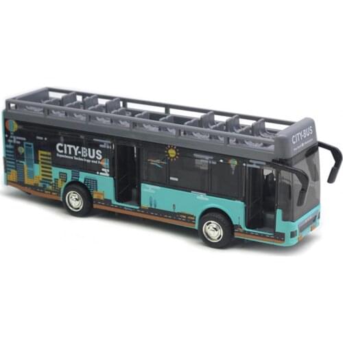 Car Toy For Children Creative Bus Toy Car Collect Open Top Acousto-Optic Effect Mini Double Layer Sightseeing Bus Model
