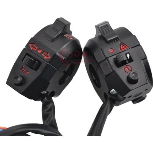 Black And Red Left & Right 7/8" Motorcycle Handlebar Switch Control Kit Fits For Honda CG125 ZJ125