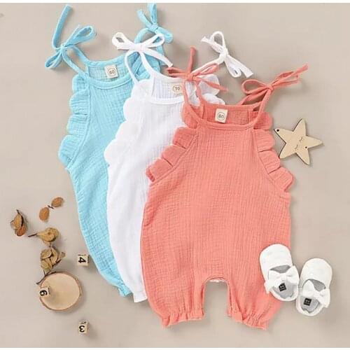 Infant Romper Sling Breathable Newborn Baby Girls Ruffled Romper for Daily Life