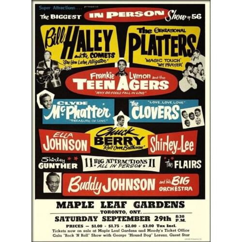 Home Decor Vintage 1950s Roll Music Concert-Silk Art Poster Wall Sticker Decoration Gift