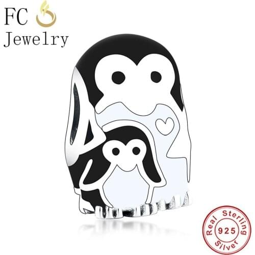FC Jewelry Fit Original Brand Charms Bracelet 925 Sterling Silver Black White Mother Baby Monkey Bead For Making Kids Berloque